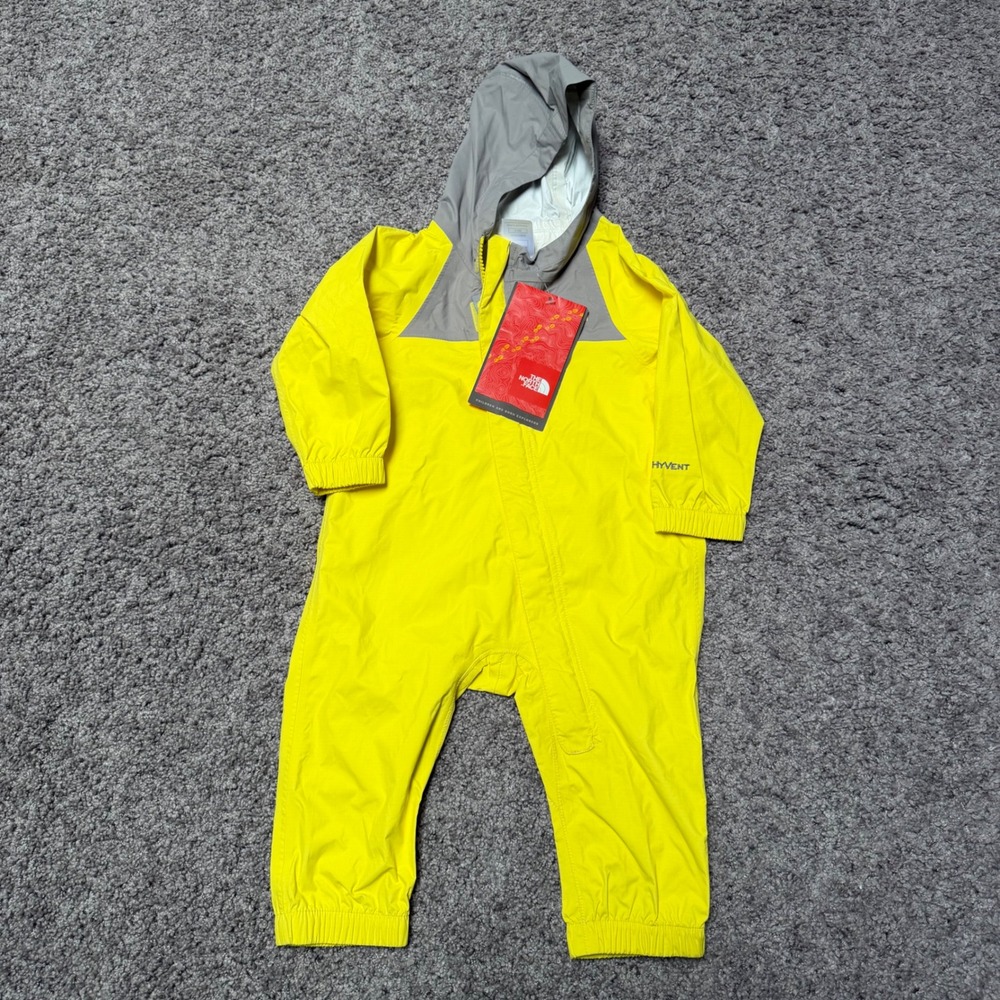 NWT The North Face Infant Resolve Rain Suit HyVent Yellow Grey Baby 6-12M